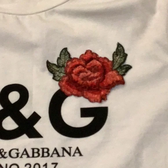 Dolce & Gabbana White Tee with Red Floral Design - Picture 3 of 4